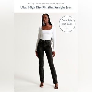 Abercrombie & Fitch Ultra High Rise 90s Slim Straight Jean with Crossover Detail